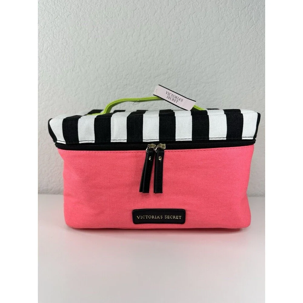 Victoria’s Secret Travel Case Pink Black Stripe Sexy Little Things NWT Gift